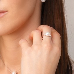 Inel cu perla naturala alba din argint si cristale DiAmanti SK21367R_W-G (Argint 925‰ 1,55 g.)